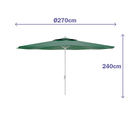 Marbueno Ombrello in Acciaio 8 stecche D270 cm Poliestere Verde Giardi