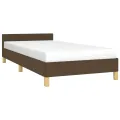 Cadre de lit sans matelas marron foncé 80x200 cm tissu