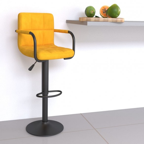 Tabouret de bar Jaune moutarde Velours