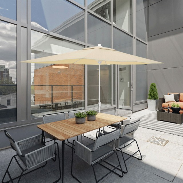 Marbueno Parasol Staal 6 Ribben D200x300 cm Polyester Beige Tuin, Zwem