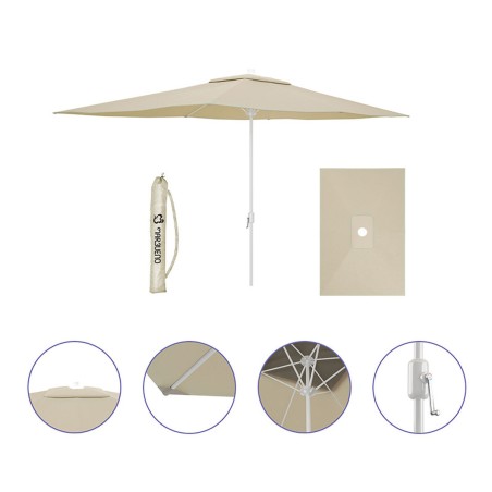 Marbueno Parasol Staal 6 Ribben D200x300 cm Polyester Beige Tuin, Zwem