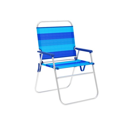 Marbueno Chaise Pliante Aluminium avec Coussin Rayures Bleues Plage et
