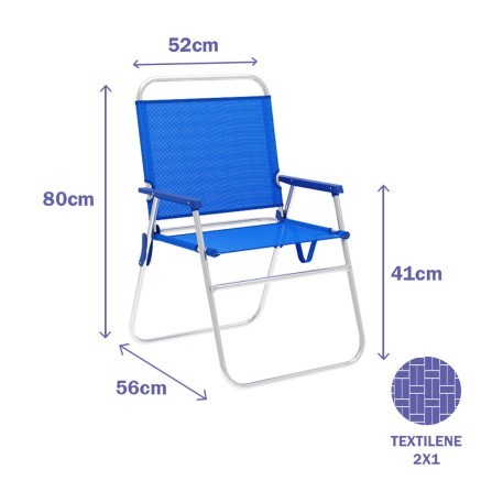 Marbueno Chaise Pliante Aluminium Bleu Plage et Piscine 52X56X80 cm 10 2