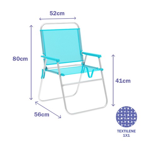 Marbueno Chaise Pliante Aluminium Aguamarine Plage et Piscine 52X56X80
