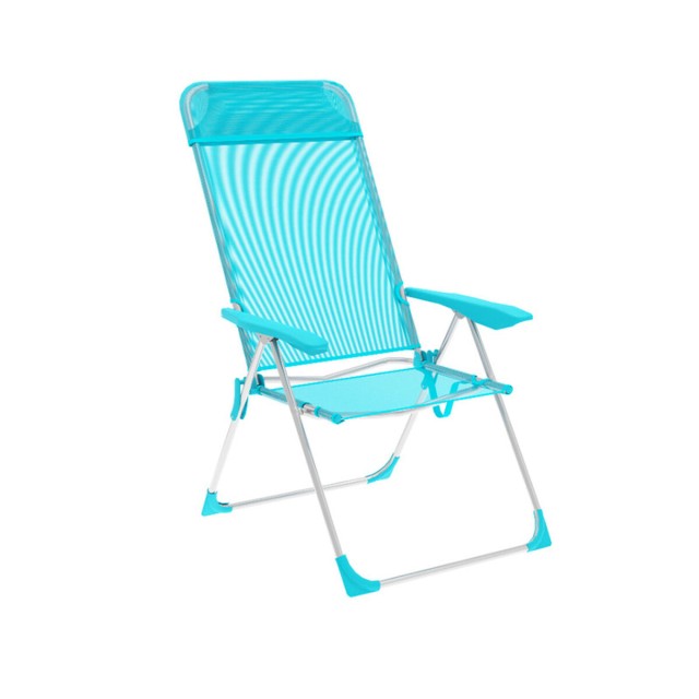 Marbueno Chaise Pliante 5 Positions Aluminium avec Coussin Turquoise P