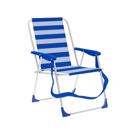 Marbueno Klappstuhl Aluminium Streifen Blau und Weiß Strand und Pool