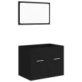 Ensemble de meubles salle de bain 2 pcs Noir Bois d'ingénierie