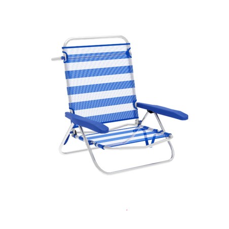 Marbueno Silla Plegable 5 Posiciones Aluminio Rayas Azul y Blanco Play