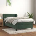 cadre de lit avec matelas Vert foncé 90x190 cm