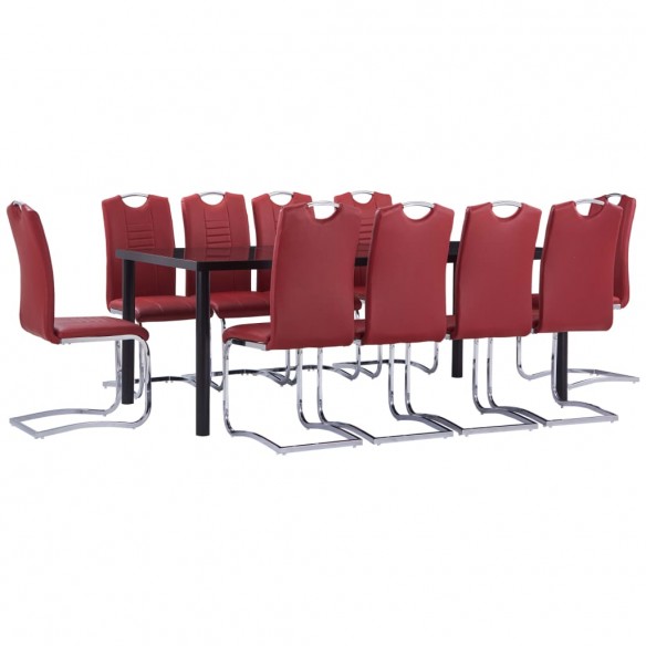 Ensemble de salle à manger 11 pcs Similicuir Rouge