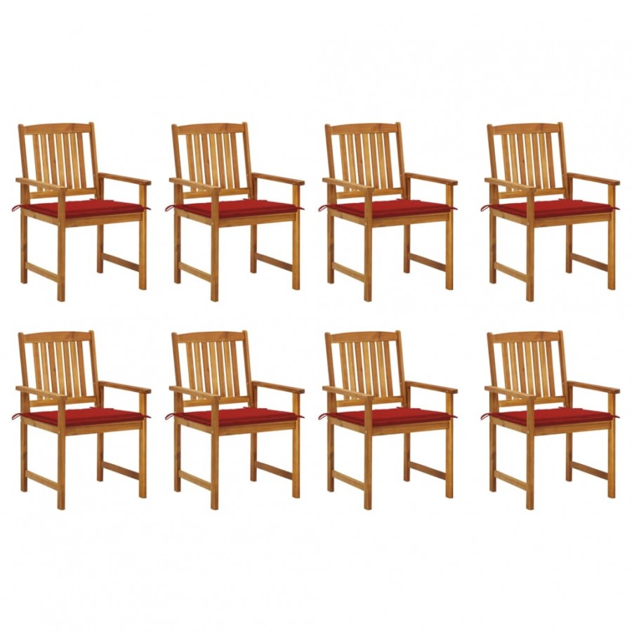 Chaises de jardin avec coussins lot de 8 Bois d'acacia solide