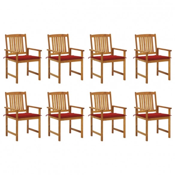 Chaises de jardin avec coussins lot de 8 Bois d'acacia solide