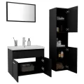 Ensemble de meubles de salle de bain Noir Bois d'ingénierie