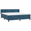 cadre de lit et matelas Bleu foncé 180x200cm Velours