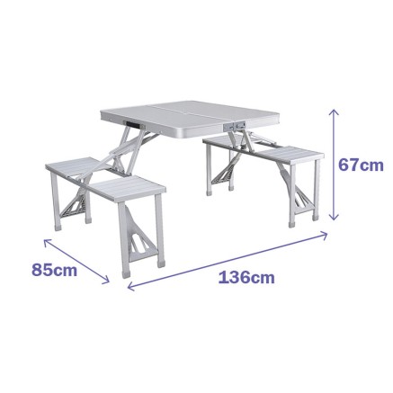 Ensemble Marbueno: Table et 4 Sièges avec Trou pour Parasol Pliable A 2