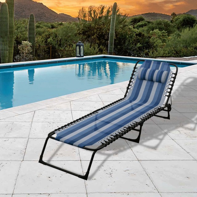 Marbueno Tumbona Plegable Acero Con Cojin Jardin y Piscina 190X58X27 c