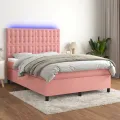 cadre de lit matelas et LED Rose 140x200 cm Velours