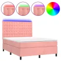 cadre de lit matelas et LED Rose 140x200 cm Velours