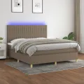 cadre de lit et matelas et LED Taupe 180x200cm Tissu