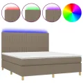 cadre de lit et matelas et LED Taupe 180x200cm Tissu