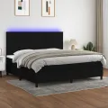 cadre de lit et matelas et LED Noir 200x200 cm Tissu