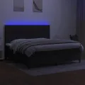cadre de lit et matelas et LED Noir 200x200 cm Tissu