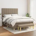 cadre de lit avec matelas Taupe 140x200 cm Tissu