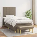 cadre de lit avec matelas Taupe 90x190 cm Tissu