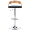 Tabourets de bar lot de 2 noir similicuir et bois courbé