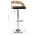 Tabourets de bar lot de 2 noir similicuir et bois courbé