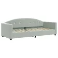 Lit de jour avec gigogne et matelas gris clair 80x200cm velours
