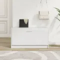 Banc à chaussures Blanc brillant 80x24x45 cm Bois d'ingénierie
