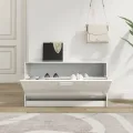 Banc à chaussures Blanc brillant 80x24x45 cm Bois d'ingénierie
