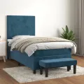 cadre de lit avec matelas Bleu foncé 90x190 cm
