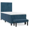 cadre de lit avec matelas Bleu foncé 90x190 cm