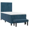 cadre de lit avec matelas Bleu foncé 90x190 cm