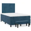 cadre de lit et matelas Bleu foncé 120x200cm Velours