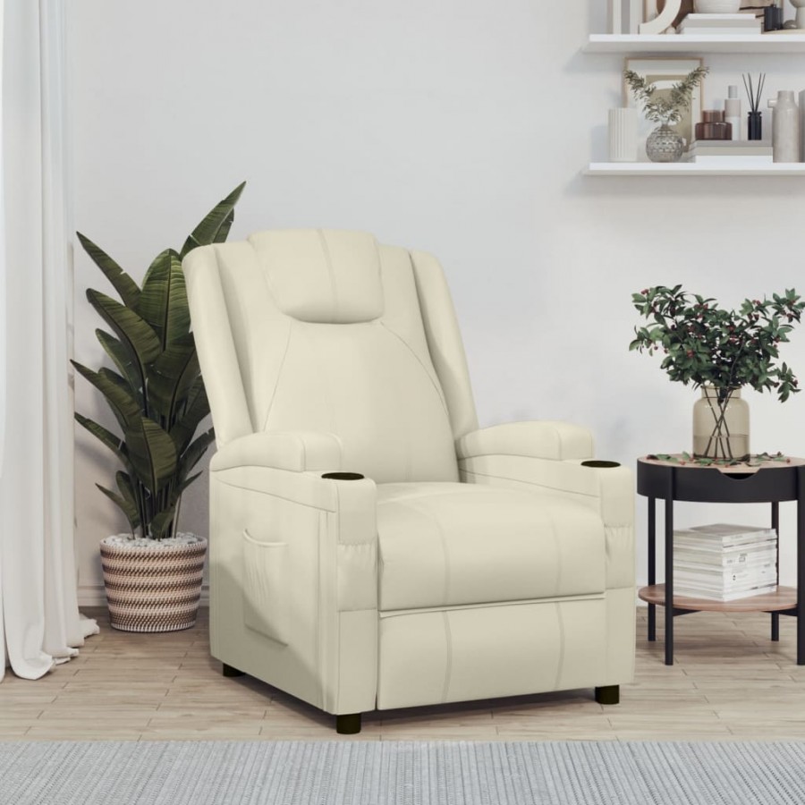 Fauteuil inclinable Blanc crème Similicuir