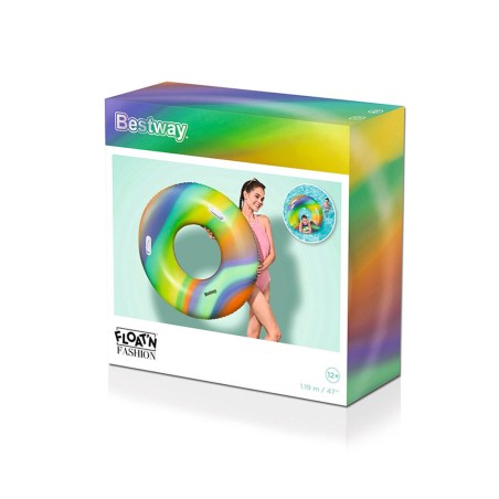 Bestway Flotador Hinchable con Asas Arcoiris D119 cm +12 Años Playa y