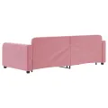 Lit de jour avec gigogne et tiroirs sans matelas rose 90x200 cm