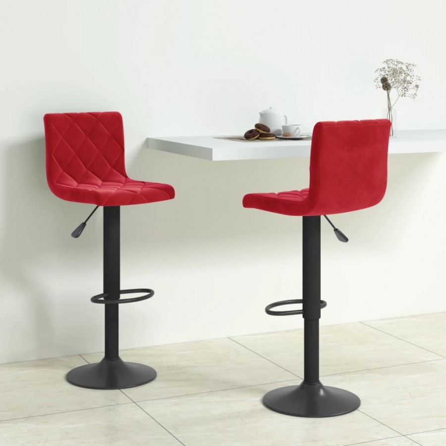 Tabourets de bar lot de 2 rouge bordeaux velours