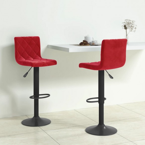 Tabourets de bar lot de 2 rouge bordeaux velours