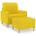 Fauteuil avec repose-pied Jaune clair 60 cm Tissu