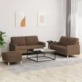 Ensemble de canapés 3 pcs avec coussins Marron Tissu