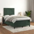 cadre de lit et matelas Vert foncé 120x200cm Velours