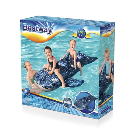 Bestway Figure Gonflable Requin Baleine avec Poignées 193x122 cm +3 A