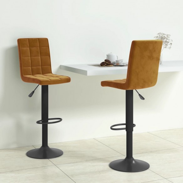 Tabourets de bar lot de 2 marron velours