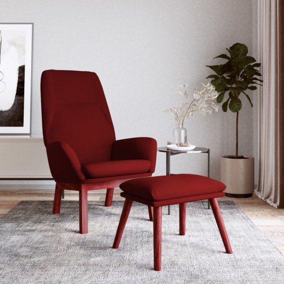 Chaise de relaxation avec repose-pied Rouge bordeaux Tissu