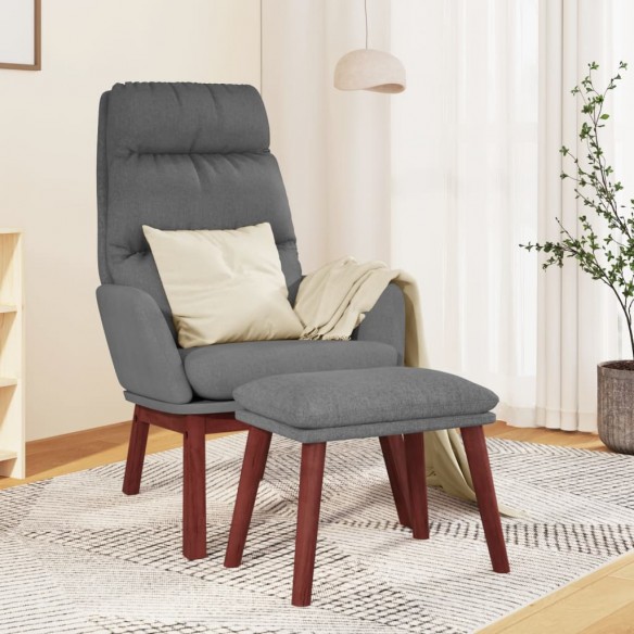 Chaise de relaxation avec tabouret Gris clair Tissu