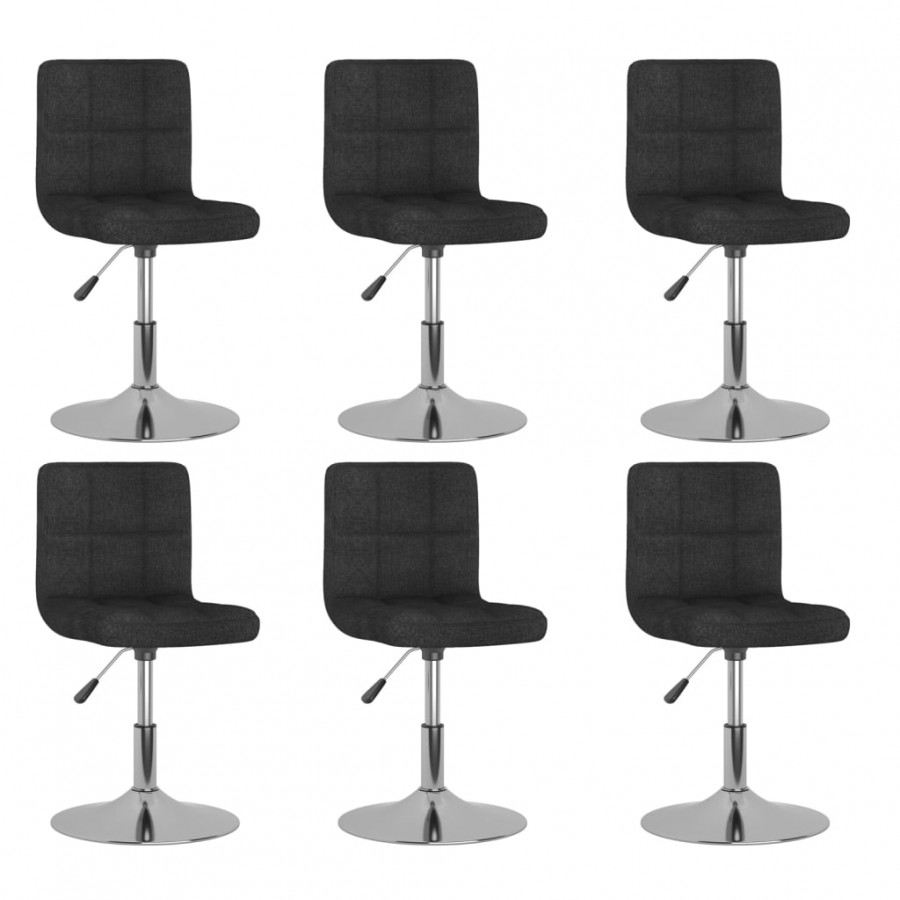 Chaises pivotantes à manger lot de 6 Noir Tissu